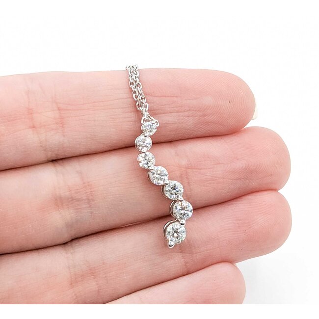 Pendant w/Chain 7 Stone Journey 1.00ctw Round Diamonds 14ky 25x6.5mm 18" 4.42g 225090013