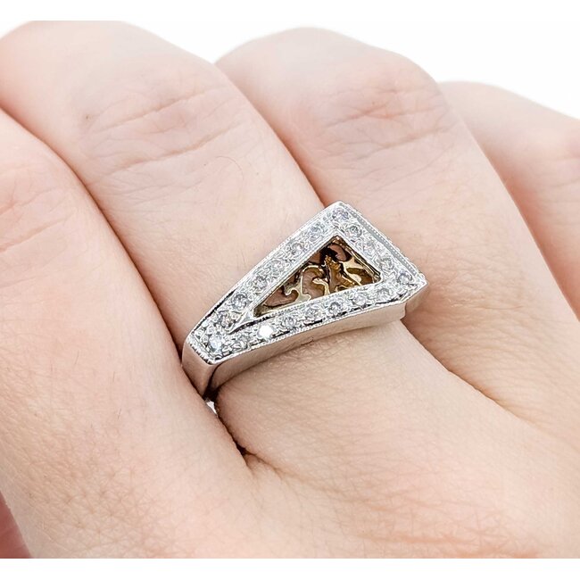 Ring Scroll .25ctw Round Diamonds 14ktt Sz7 6.4g 225080055