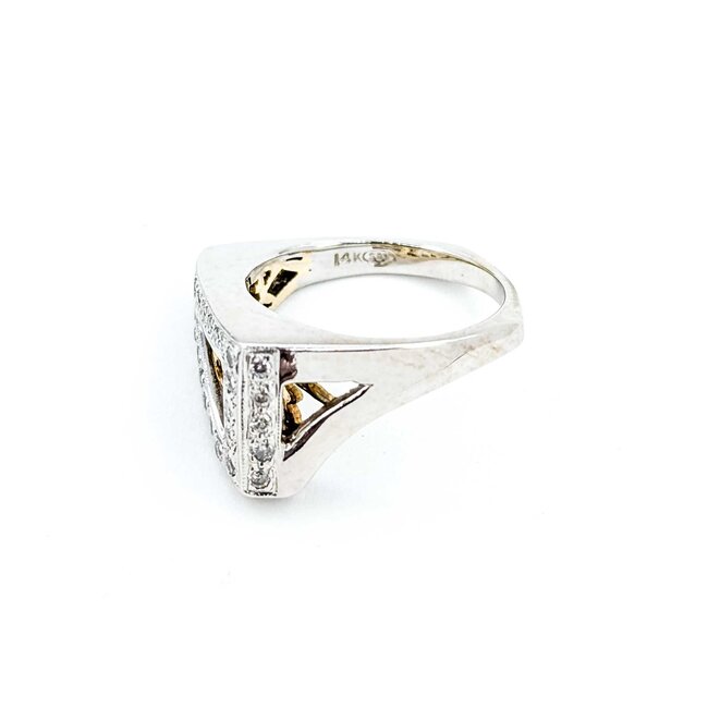 Ring Scroll .25ctw Round Diamonds 14ktt Sz7 6.4g 225080055