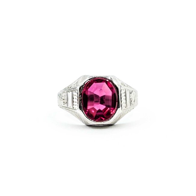 Ring Red Synthetic Stone 14kw Sz7.25 5.7g 225080047