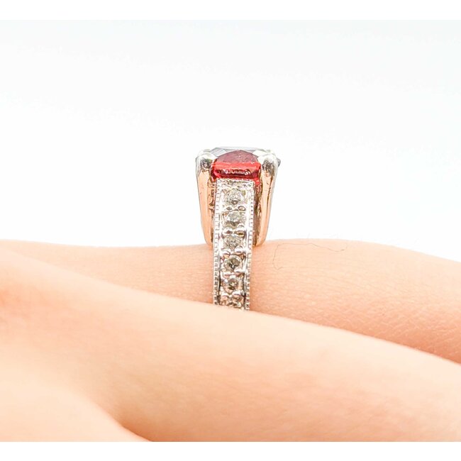 Ring Vintage Style .24ctw Round Diamonds 1.70ct Red Spinel 14kw Sz6 6.7g 225080053