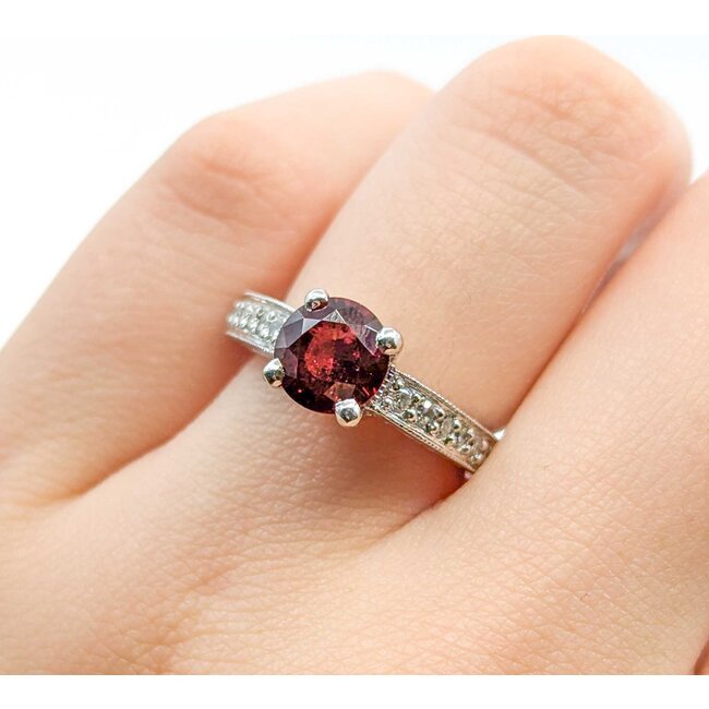 Ring Vintage Style .24ctw Round Diamonds 1.70ct Red Spinel 14kw Sz6 6.7g 225080053