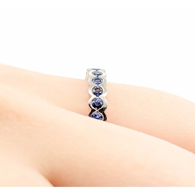 Ring Eternity 1.0ctw Blue Sapphire 14kw Sz6 3.2g 225080058