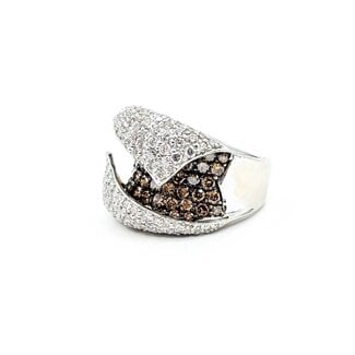Ring Wave 2.0ctw Round Diamonds 18kw Sz6 11.9g 225080044