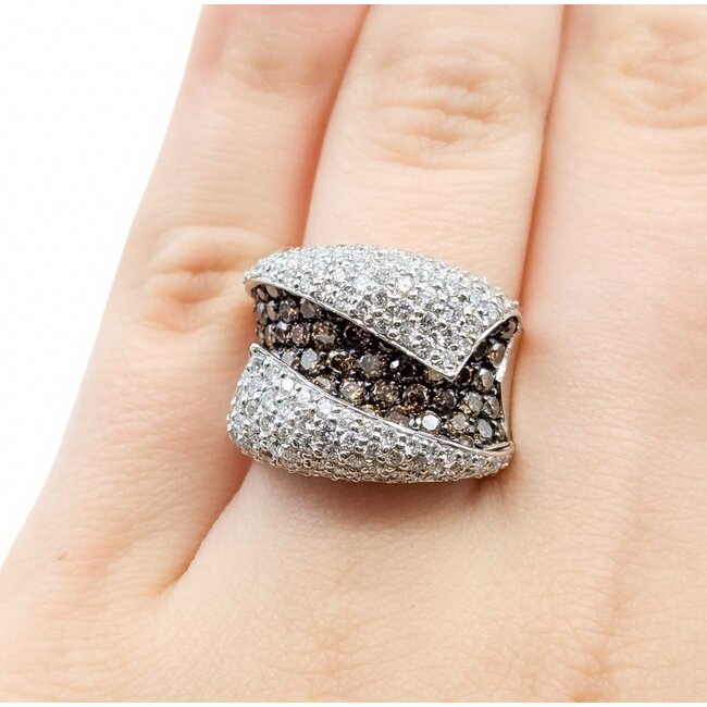 Ring Wave 2.0ctw Round Diamonds 18kw Sz6 11.9g 225080044