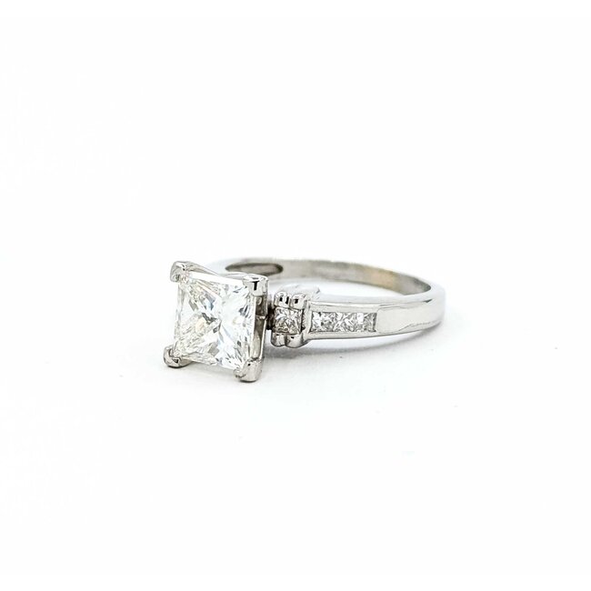 Ring 1.57ct Princess Diamond .12ctw Diamonds 14kw sz5.25 3.7g 225080085