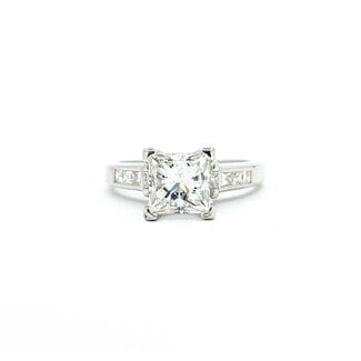 Ring 1.57ct Princess Diamond .12ctw Diamonds 14kw sz5.25 3.7g 225080085