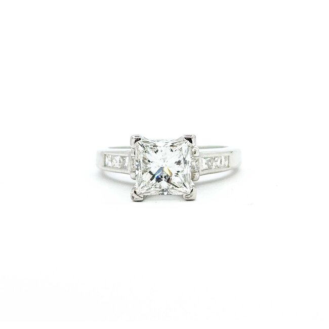 Ring 1.57ct Princess Diamond .12ctw Diamonds 14kw sz5.25 3.7g 225080085