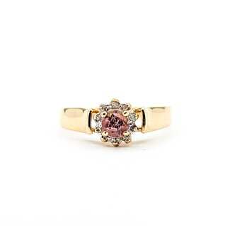 Ring .02ctw Single Cut Diamonds .27ct Pink Tourmaline 14ky 8mm Sz7.5 3.13g 225090006