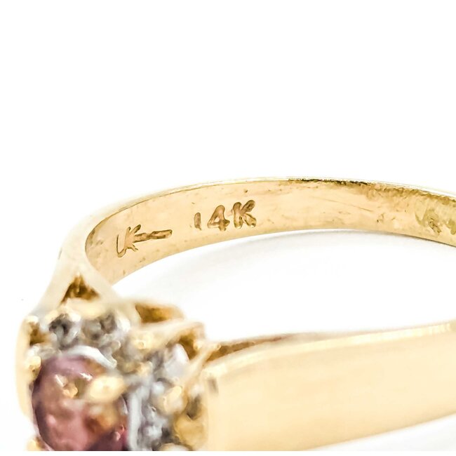 Ring .02ctw Single Cut Diamonds .27ct Pink Tourmaline 14ky 8mm Sz7.5 3.13g 225090006