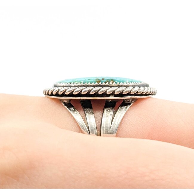 Ring Native American Turquoise SS 28.7x22.5mm Sz8.5 12.3g 225080028