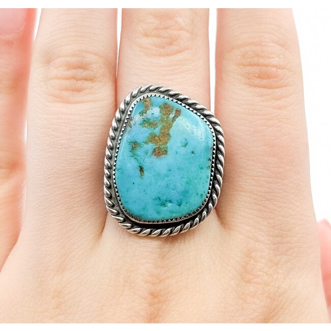 Ring Native American Turquoise SS 28.7x22.5mm Sz8.5 12.3g 225080028