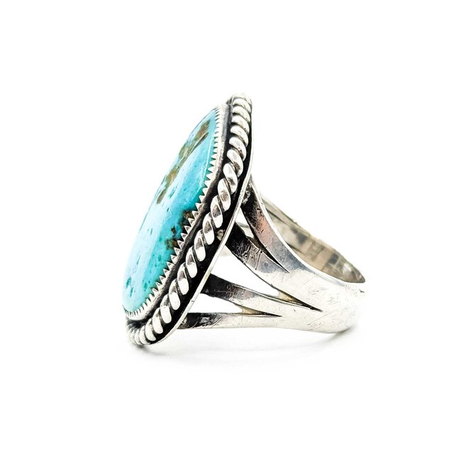 Ring Native American Turquoise SS 28.7x22.5mm Sz8.5 12.3g 225080028