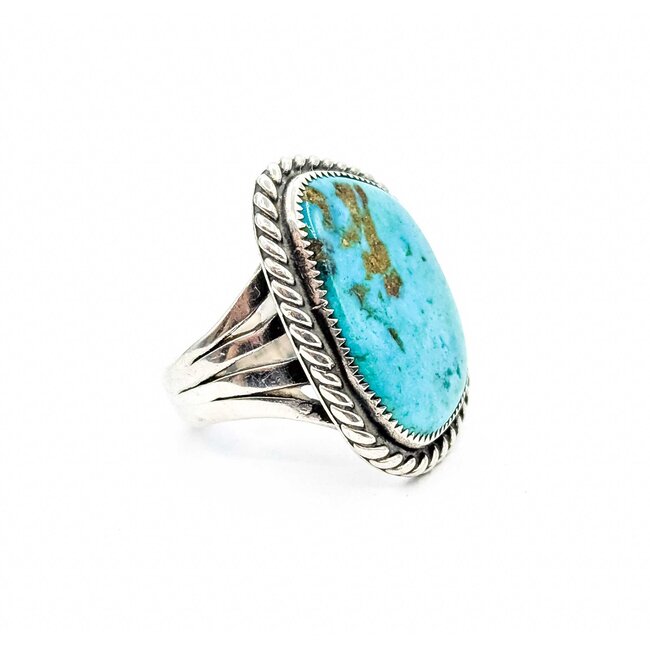 Ring Native American Turquoise SS 28.7x22.5mm Sz8.5 12.3g 225080028