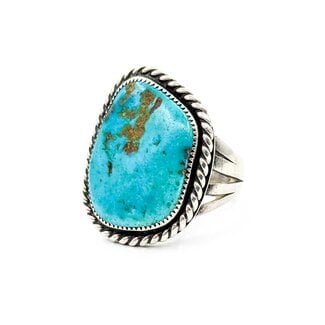Ring Native American Turquoise SS 28.7x22.5mm Sz8.5 12.3g 225080028