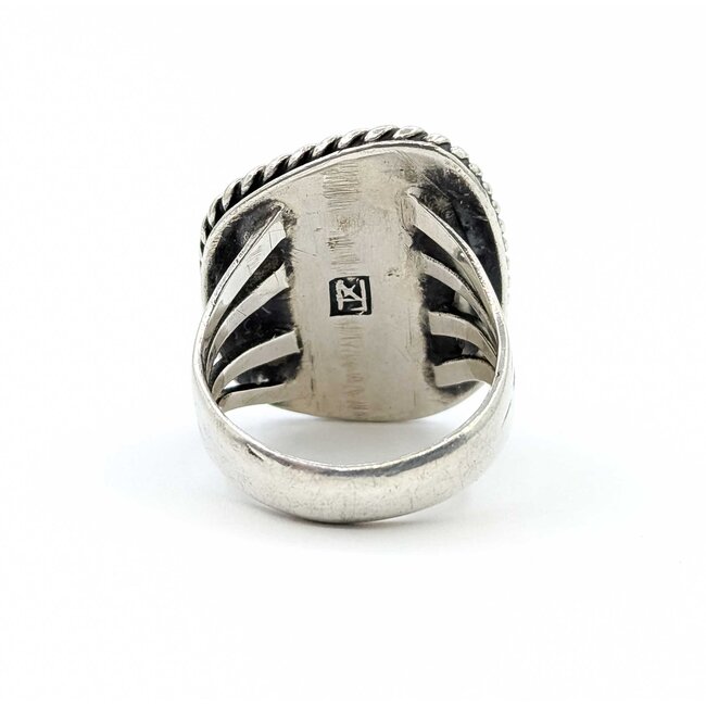 Ring Native American Turquoise SS 28.7x22.5mm Sz8.5 12.3g 225080028