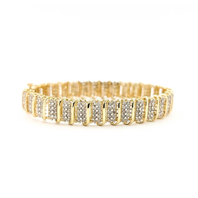 Bracelet Wave Link 5.00ctw Round Diamonds 10ky 10mm 7" 19.45g 125080007
