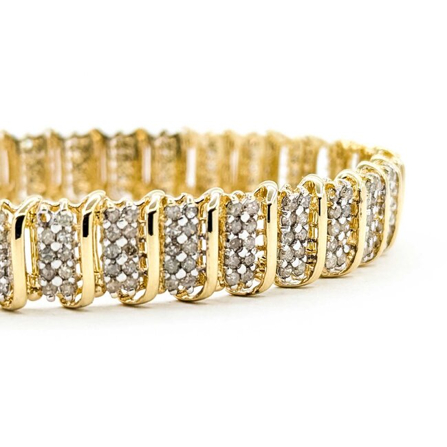 Bracelet Wave Link 5.00ctw Round Diamonds 10ky 10mm 7" 19.45g 125080007