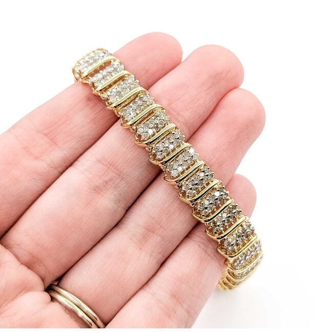 Bracelet Wave Link 5.00ctw Round Diamonds 10ky 10mm 7" 19.45g 125080007