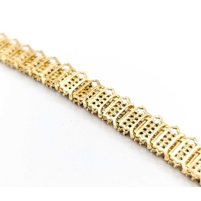 Bracelet Wave Link 5.00ctw Round Diamonds 10ky 10mm 7" 19.45g 125080007