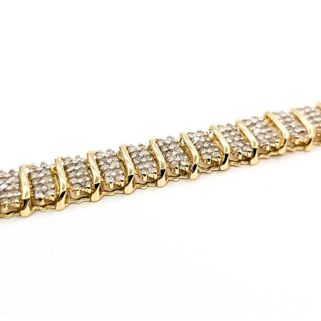 Bracelet Wave Link 5.00ctw Round Diamonds 10ky 10mm 7" 19.45g 125080007