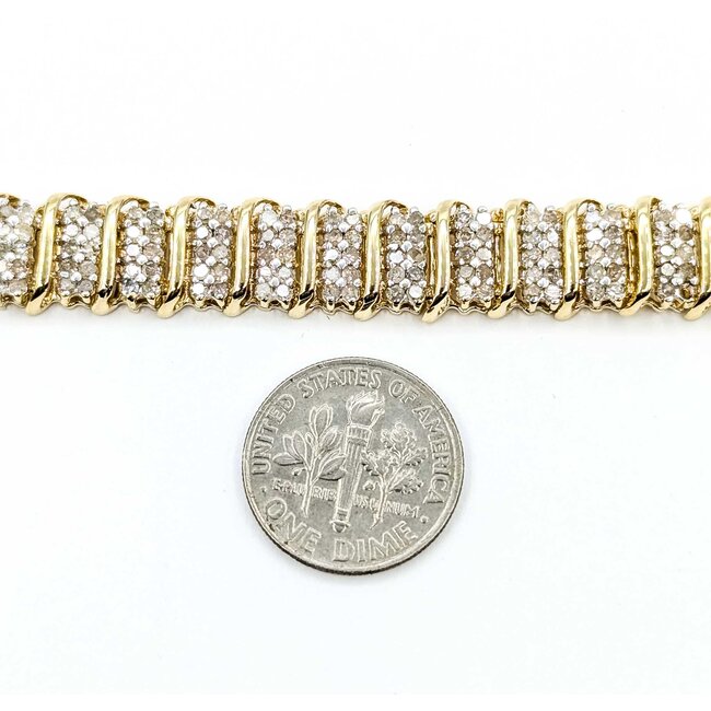 Bracelet Wave Link 5.00ctw Round Diamonds 10ky 10mm 7" 19.45g 125080007