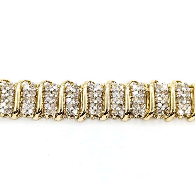 Bracelet Wave Link 5.00ctw Round Diamonds 10ky 10mm 7" 19.45g 125080007