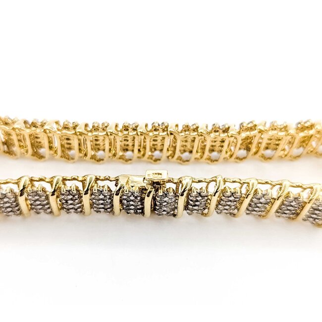 Bracelet Wave Link 5.00ctw Round Diamonds 10ky 10mm 7" 19.45g 125080007