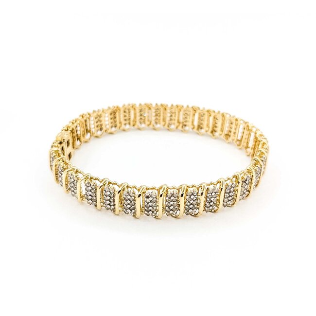 Bracelet Wave Link 5.00ctw Round Diamonds 10ky 10mm 7" 19.45g 125080007