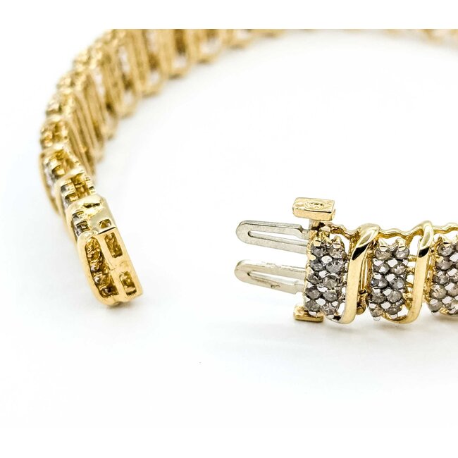 Bracelet Wave Link 5.00ctw Round Diamonds 10ky 10mm 7" 19.45g 125080007