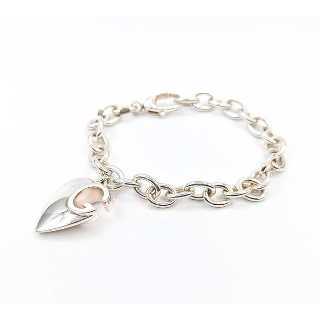 Bracelet Gucci Heart Charm Rolo Link 925 8.5mm 8" 37g 125082006