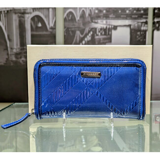 Wallet Burberry Blue Check Embossed Patent Leather Large Zip Ziggy 125095055