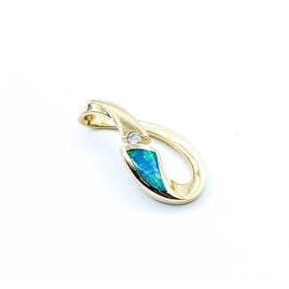 Pendant .06ct Round Diamonds Opal 14ky 25x12mm 3.01g 225080065