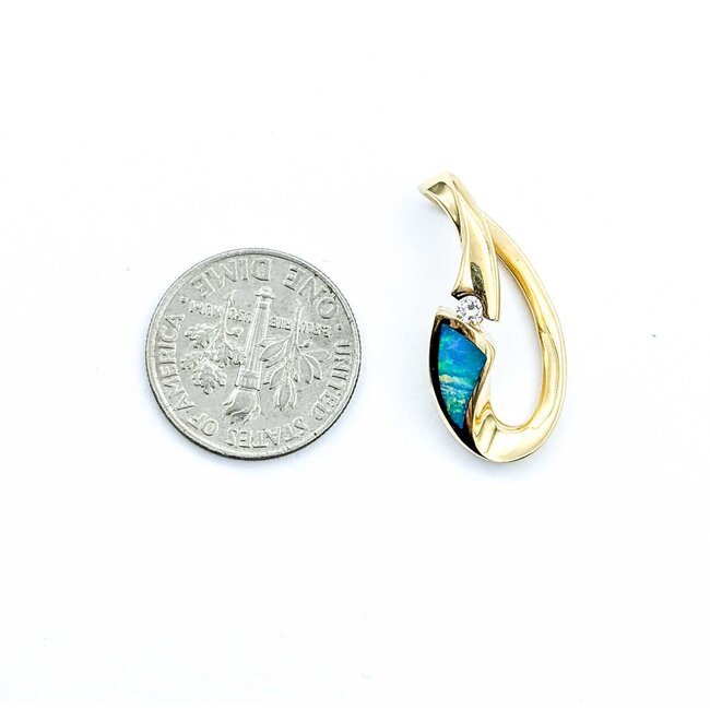 Pendant .06ct Round Diamonds Opal 14ky 25x12mm 3.01g 225080065