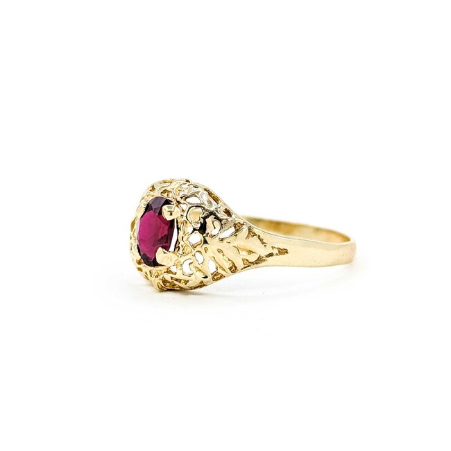 Ring .30ct Red Garnet 10ky 10mm Sz9 1.81g 225090005