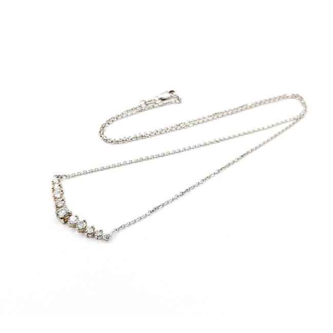 Necklace 9 Stone .75ctw Round Diamonds 14w 32x4.5mm 19.5" 4.65g 225090014