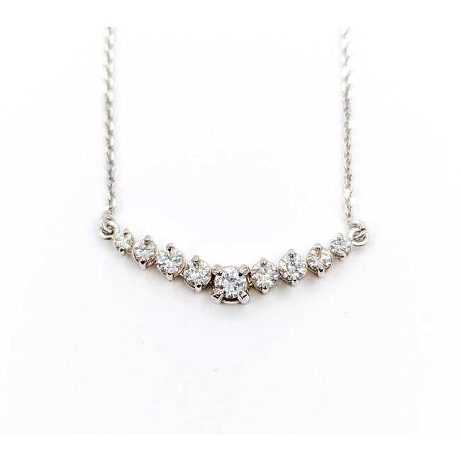 Necklace 9 Stone .75ctw Round Diamonds 14w 32x4.5mm 19.5" 4.65g 225090014