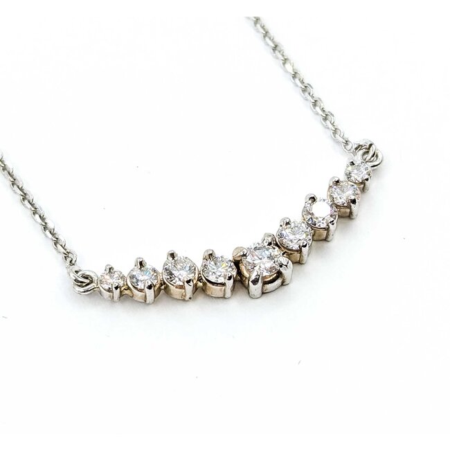 Necklace 9 Stone .75ctw Round Diamonds 14w 32x4.5mm 19.5" 4.65g 225090014