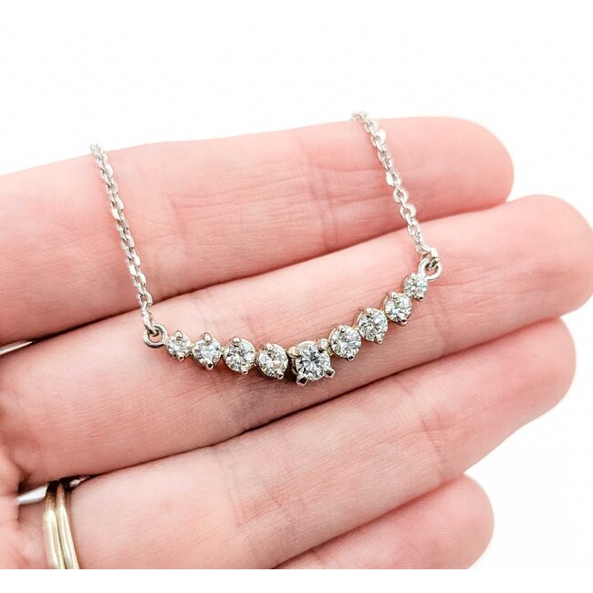 Necklace 9 Stone .75ctw Round Diamonds 14w 32x4.5mm 19.5" 4.65g 225090014