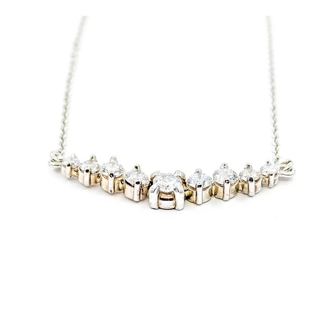 Necklace 9 Stone .75ctw Round Diamonds 14w 32x4.5mm 19.5" 4.65g 225090014