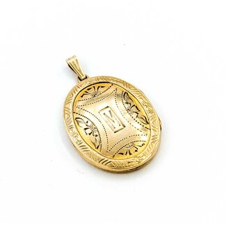 Locket Etched "M" Monogram 10ky .9x.6" 3.1g 125062044