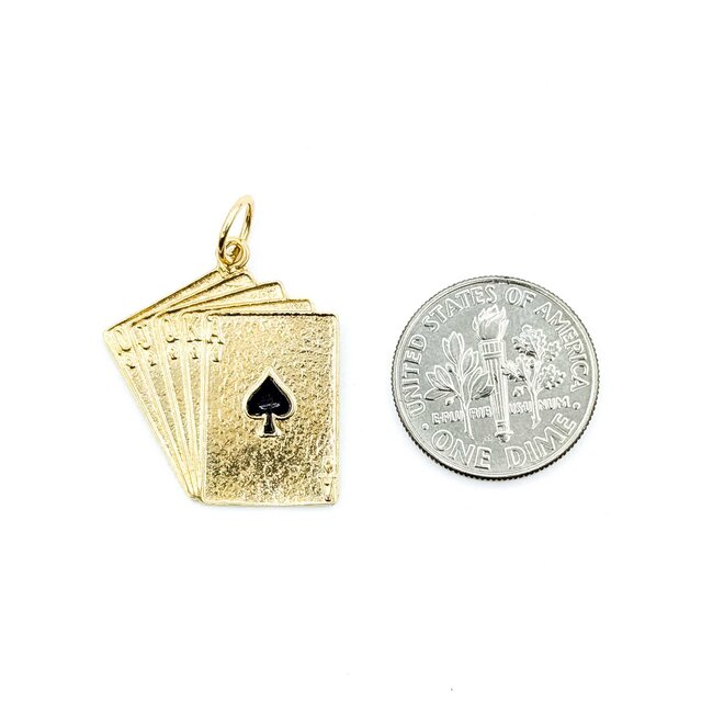 Pendant Royal Flush Poker Cards 14ky 1x.8" 3.09g 125092013