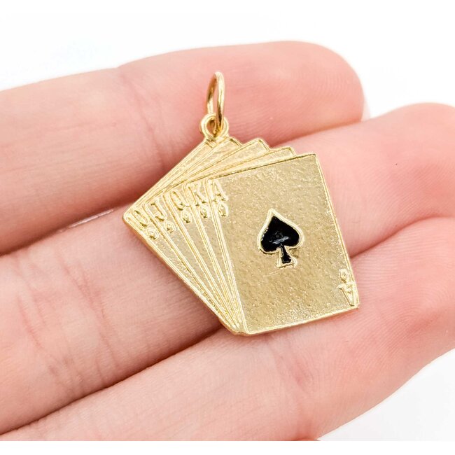 Pendant Royal Flush Poker Cards 14ky 1x.8" 3.09g 125092013