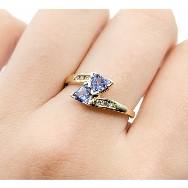 Ring .06ctw Round Diamonds .60ctw Purple Tanzanite 14ky 8.5mm Sz8.5 2.54g 225090003