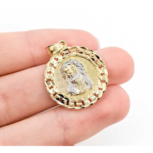 Pendant Jesus Medallion 10ky .9x9" 1.9g 125092016