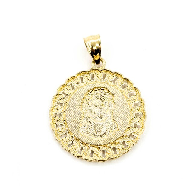 Pendant Jesus Medallion 10ky .9x9" 1.9g 125092016