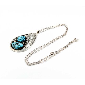 Pendant Native American 22" chain Turquoise SS 64x37mm 31.4g 225080027