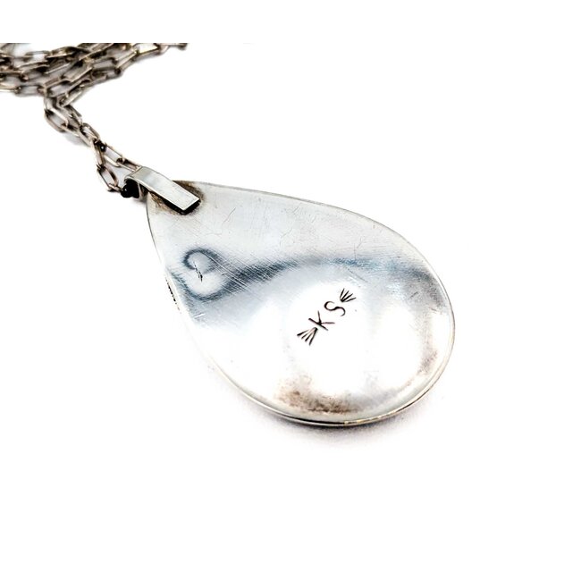 Pendant Native American 22" chain Turquoise SS 64x37mm 31.4g 225080027