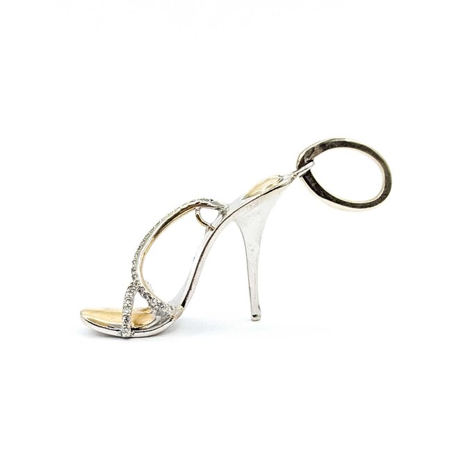 Pendant High Heel .12ctw Round Diamonds 14ktt 1.75x.5" 7.2g 125060128