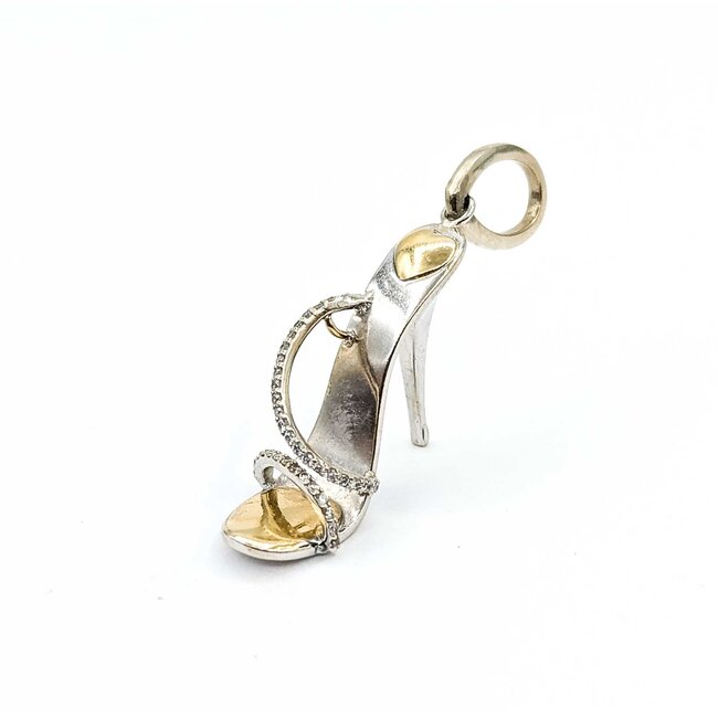 Pendant High Heel .12ctw Round Diamonds 14ktt 1.75x.5" 7.2g 125060128